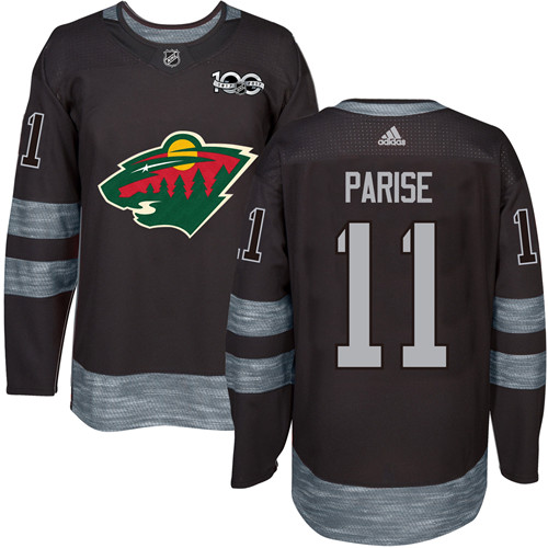 Kinder Minnesota Wild Eishockey Trikot Zach Parise #11 Authentic Schwarz 1917-2017 100th Anniversary